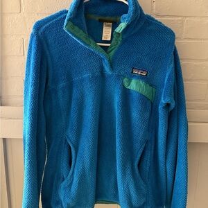 Patagonia Blue Fleece Pullover with teal Accents M
